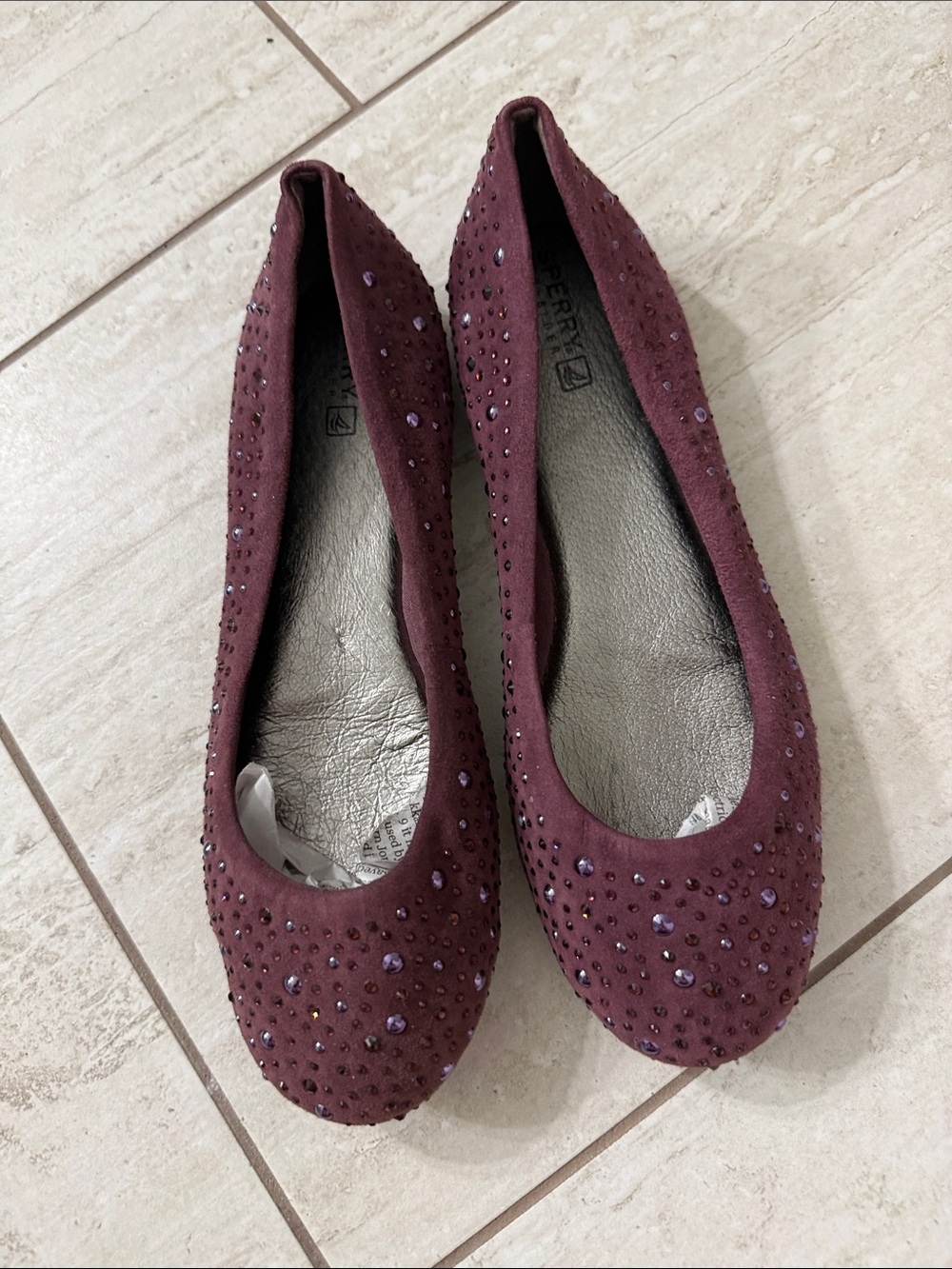 Sperry Burgundy Jeweled Ballet Flats size 6 M